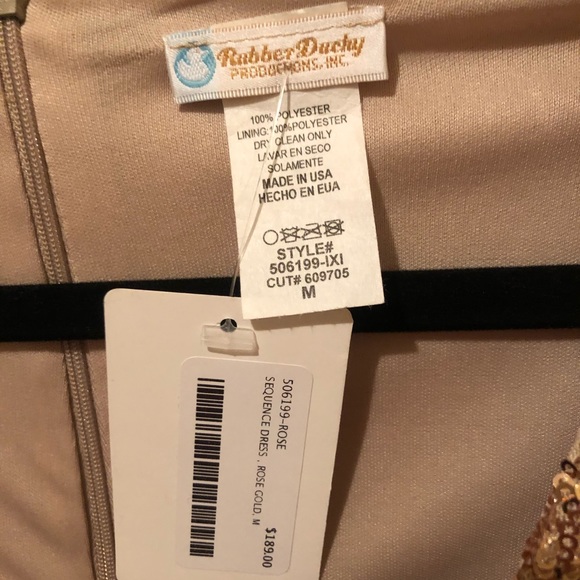 Dress- NWT- Rose Gold sequined (cocktail dress) M - Picture 5 of 8